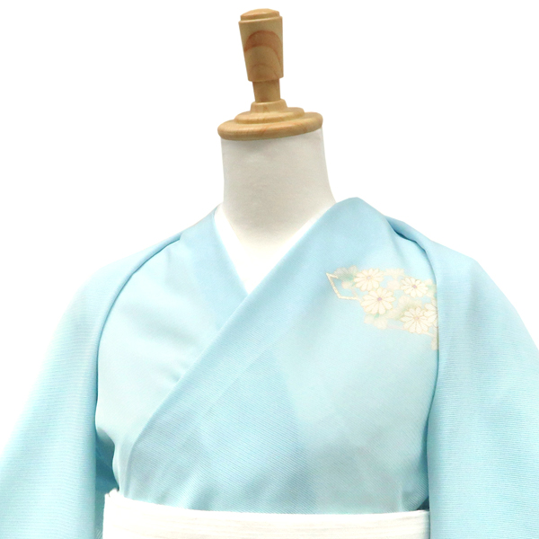 吉澤の友禅 絽夏付下訪問着 京友禅染め 正絹 花菱 秋草 水色［187,000円］ 枚目