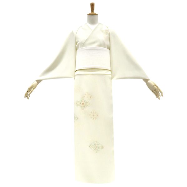 吉澤の友禅 絽夏付下訪問着 京友禅染め 正絹 花菱 オフホワイト アイボリー［187,000円］ 枚目