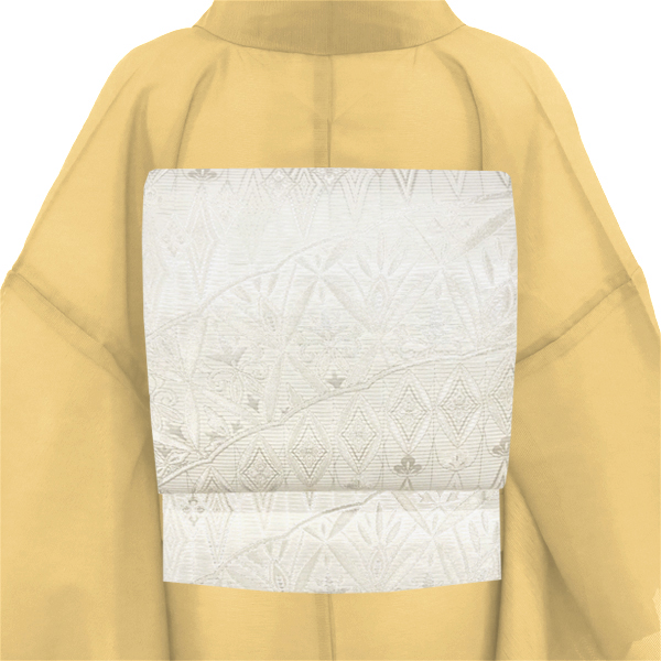 佐々木染織 夏袋帯 西陣織 絹 幾何学文様 白 銀［36,300円］ 枚目