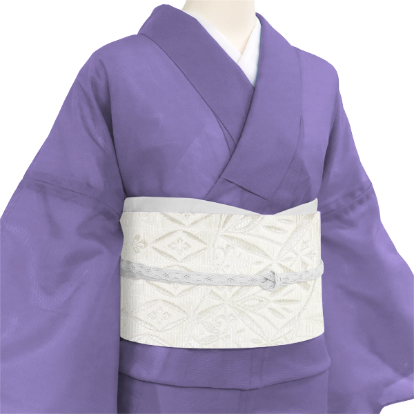 佐々木染織 夏袋帯 西陣織 絹 幾何学文様 白 銀［36,300円］ 枚目