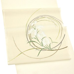 一富司 夏名古屋帯 京友禅 サギソウ 鷺草 ベージュ［176,000円］