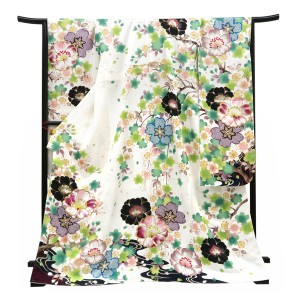 仕立て上がり 振袖 正絹 桜 流水 白［99,000円］