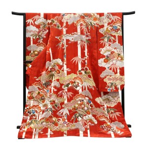 仕立て上がり 振袖 正絹 松 竹 四季花 オレンジ［121,000円］