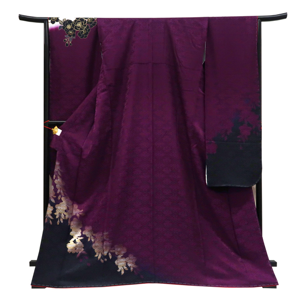 仕立て上がり 振袖 正絹 金彩 桜 紫×黒［99,000円］ 枚目