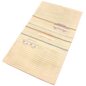絽綴れ八寸名古屋帯 絹 横段 地紙 扇 ベージュ［14,300円］