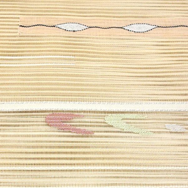 絽綴れ八寸名古屋帯 絹 横段 幾何学文様 ベージュ［14,300円］ 枚目