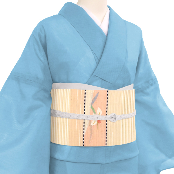 絽綴れ八寸名古屋帯 絹 横段 菖蒲 杜若 ベージュ［14,300円］ 枚目