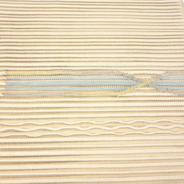 絽綴れ八寸名古屋帯 絹 横段 幾何学文様 ベージュ［14,300円］ 枚目