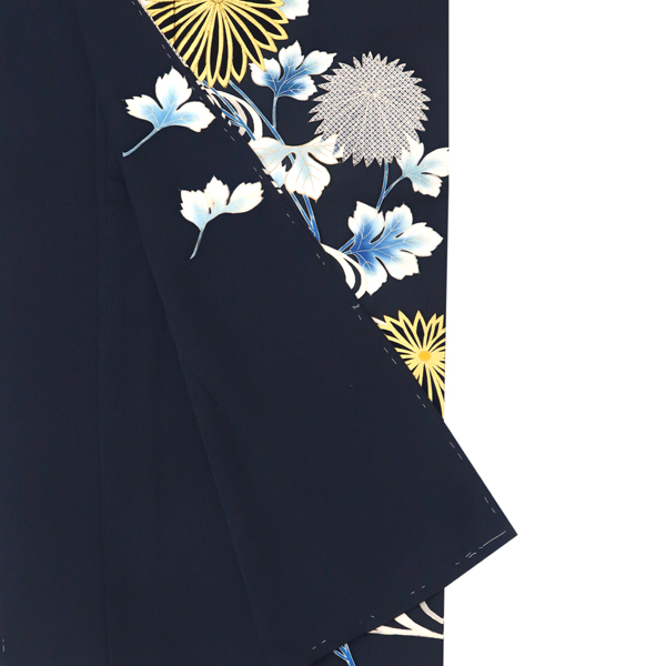 吉川染匠 訪問着 正絹 手描き京友禅 流水 観世水 菊 紺色［242,000円］ 枚目