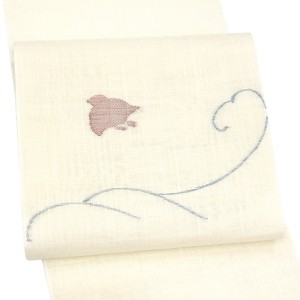 麻名古屋帯 七野 宮岸織物 西陣織 本麻 千鳥 白色 アイボリー［49,500円］