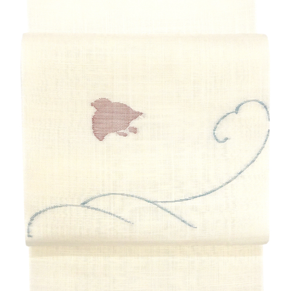 麻名古屋帯 七野 宮岸織物 西陣織 本麻 千鳥 白色 アイボリー［49,500円］ 枚目