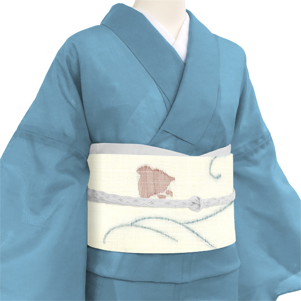 麻名古屋帯 七野 宮岸織物 西陣織 本麻 千鳥 白色 アイボリー［49,500円］ 枚目