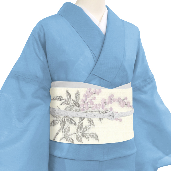 麻名古屋帯 七野 宮岸織物 西陣織 本麻 植物 草木 実 南天 白色 アイボリー［49,500円］ 枚目