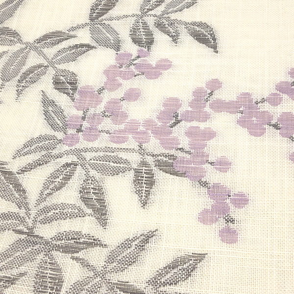 麻名古屋帯 七野 宮岸織物 西陣織 本麻 植物 草木 実 南天 白色 アイボリー［49,500円］ 枚目