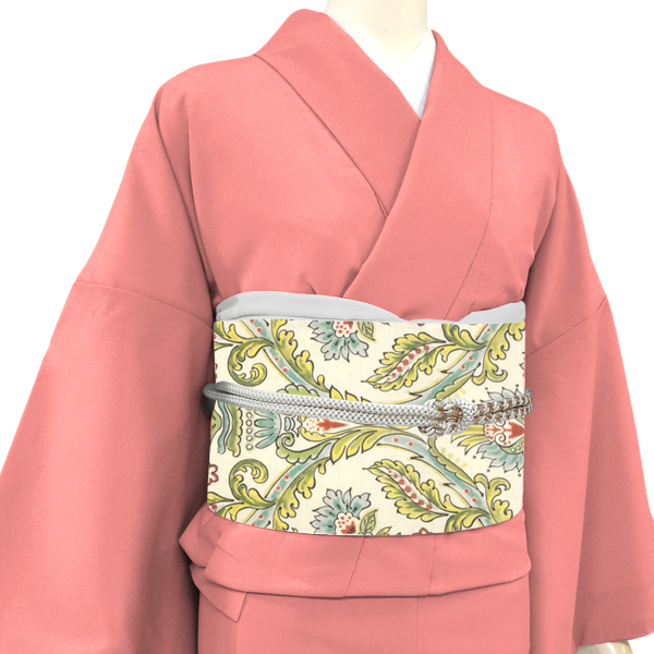 JAPAN MODE 夏京袋帯 正絹 花 更紗 アカンサス 生成り［66,000円］ 枚目