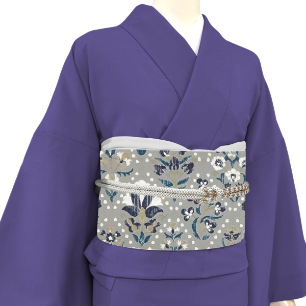西陣志美津 京袋帯 絹 花 更紗 ドット 菱 グレー［82,500円］ 枚目