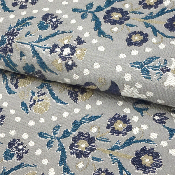 西陣志美津 京袋帯 絹 花 更紗 ドット 菱 グレー［82,500円］ 枚目