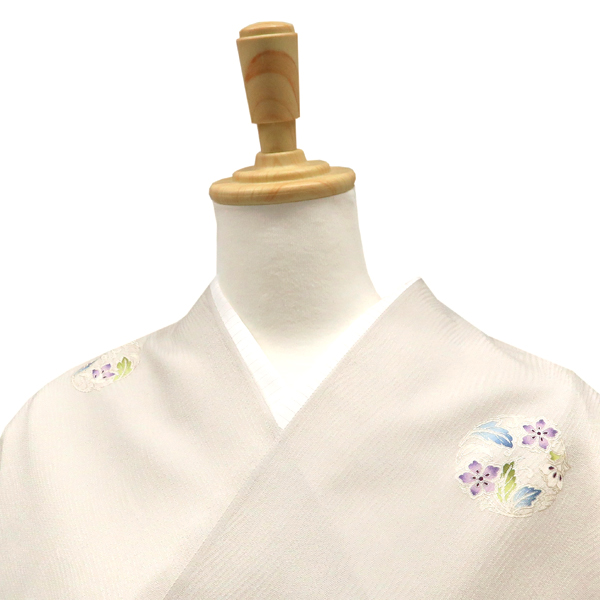 三季涼 夏小紋 スリーシーズン 正絹 花の丸 グレーベージュ 灰白色［165,000円］ 枚目