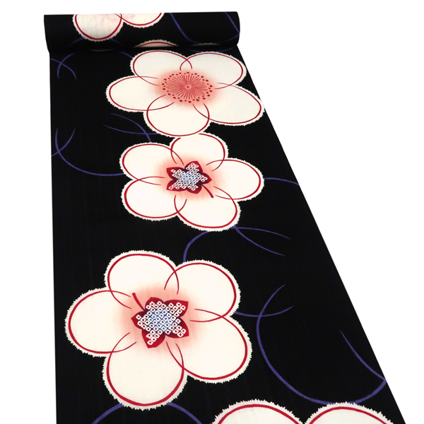 九重×中村里砂 浴衣 綿 梅 裏梅 黒［17,600円］ 枚目