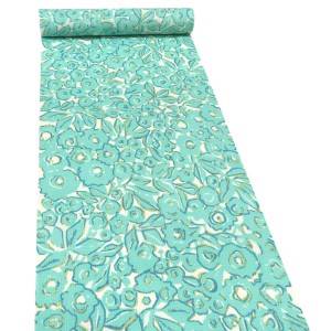 浴衣 綿紅梅 花 白×エメラルドグリーン［26,400円］