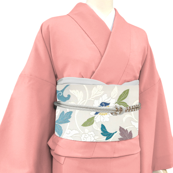 志都香 名古屋帯 西陣織 絹 花唐草 ライトグレー［77,000円］ 枚目