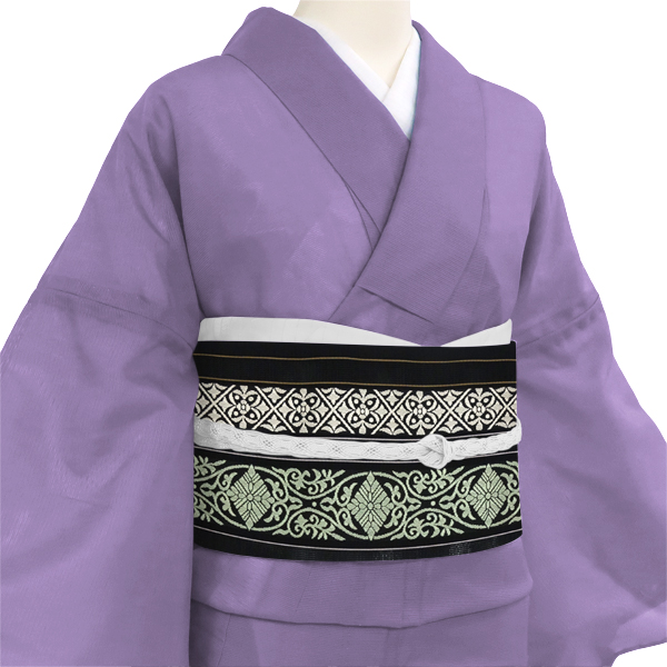 井上絹織 夏博多帯 間道 独鈷 縞 黒［55,000円］ 枚目