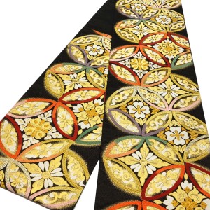 高島織物 振袖用袋帯 西陣織 絹 花七宝 黒［154,000円］