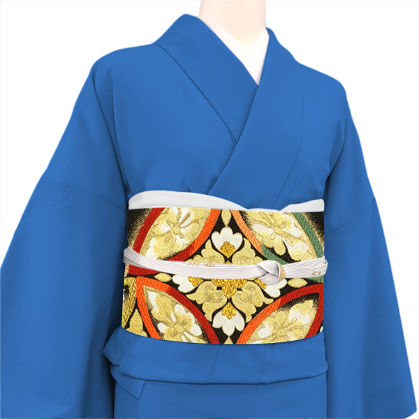 高島織物 振袖用袋帯 西陣織 絹 花七宝 黒［154,000円］ 枚目