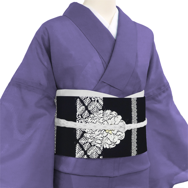 京都イシハラ 夏袋帯  西陣織 絹 横段 華文 松菱 黒［35,200円］ 枚目