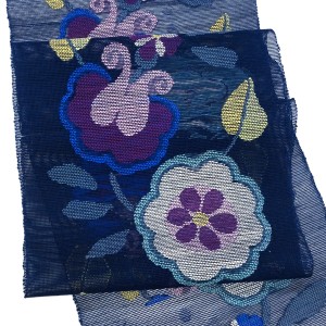 帯屋捨松 夏名古屋帯 紺 東欧の花  西陣織［132,000円］
