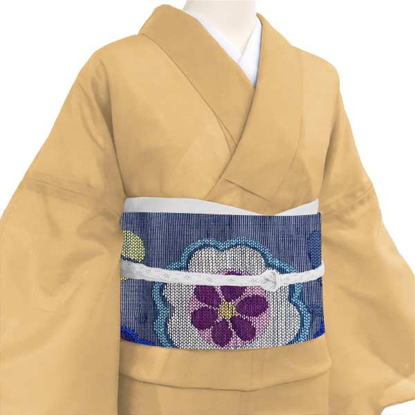帯屋捨松 夏名古屋帯 紺 東欧の花  西陣織［132,000円］ 枚目