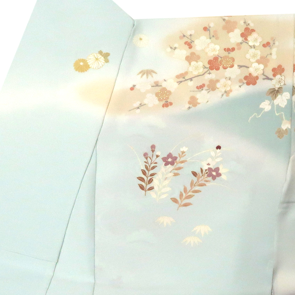 吉澤の友禅  訪問着 四季花 菊 蔦 雲 流水 疋田 水色［242,000円］ 枚目