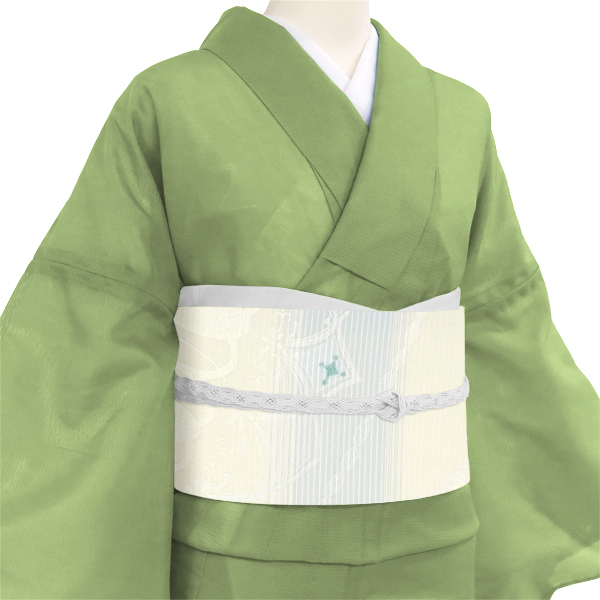 京都イシハラ 夏袋帯 西陣織 絹 アラベスク ペルシャ文様風 白 水色［35,200円］ 枚目