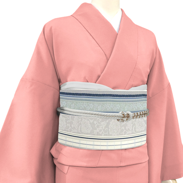 森博多織 博多帯 正絹 縞 間道 唐草 白［69,300円］ 枚目