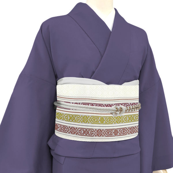 森博多織 博多帯 正絹 縞 間道 白［69,300円］ 枚目