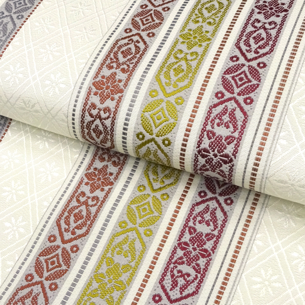 森博多織 博多帯 正絹 縞 間道 白［69,300円］ 枚目