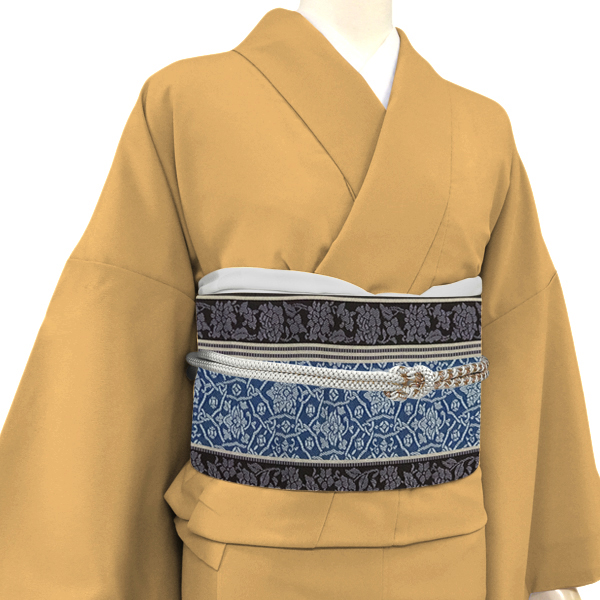 森博多織 博多帯 正絹 縞 間道 黒 紺色［69,300円］ 枚目