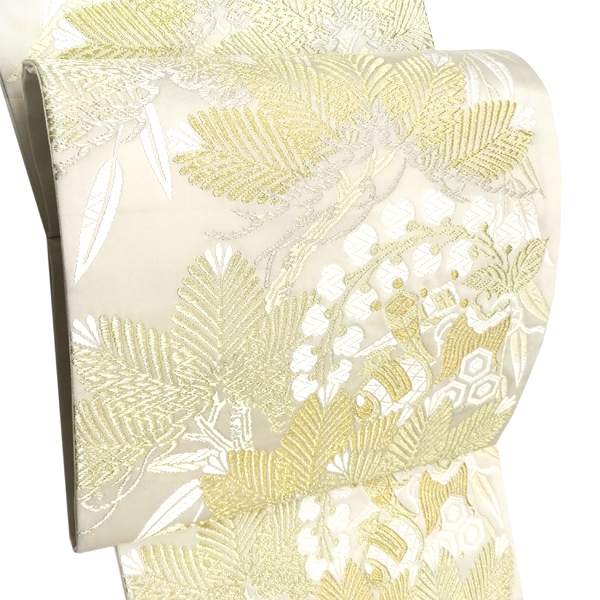 都（みやこ）袋帯 唐織 松風林宝文 松 桐 宝尽くし 白×金［176,000円］ 枚目