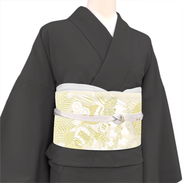 都（みやこ）袋帯 唐織 松風林宝文 松 桐 宝尽くし 白×金［176,000円］ 枚目