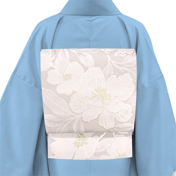 袋帯 フォーシーズン 絹 芍薬 花 薄藤色［48,400円］ 枚目