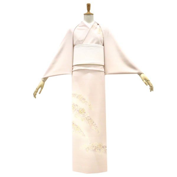 吉澤の友禅 付下 訪問着 正絹 牡丹唐草 薄ピンク 灰桜色［220,000円］ 枚目