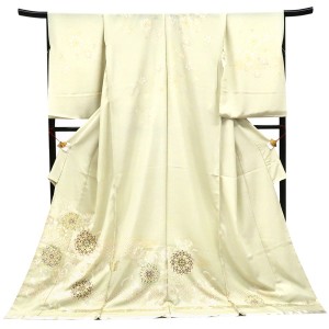 吉澤の友禅 訪問着 正絹 華文 七宝 黄緑色［275,000円］