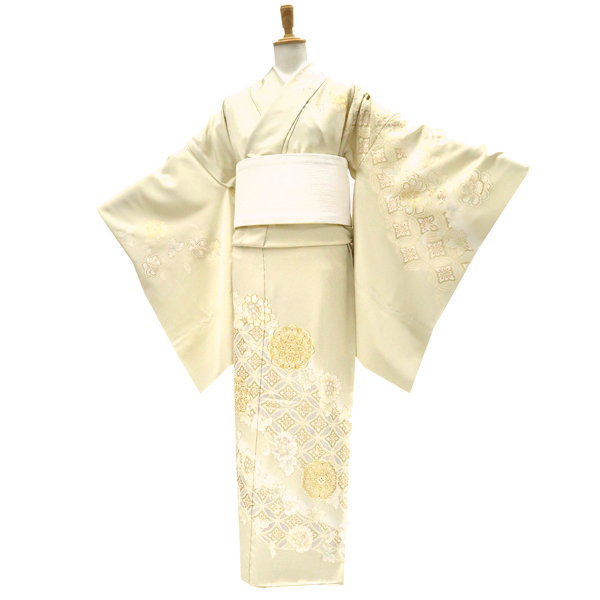 吉澤の友禅 訪問着 正絹 華文 七宝 黄緑［242,000円］ 枚目