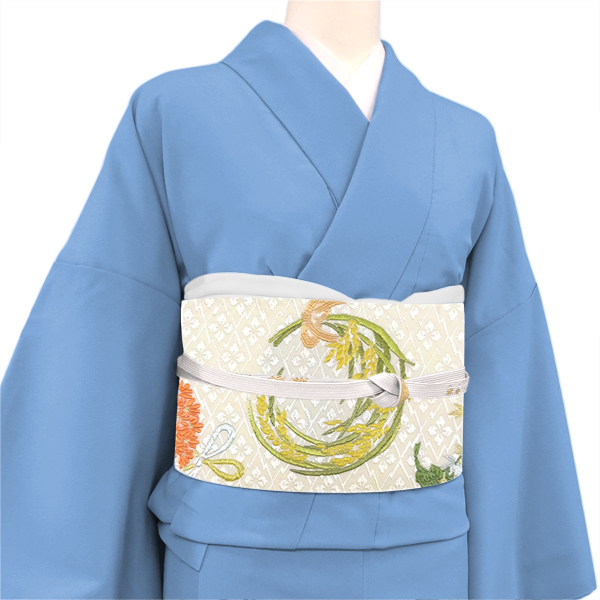 山口美術織物 唐織袋帯 西陣織 絹 吉祥五節句文 花の丸 薬玉 白 アイボリー［110,000円］ 枚目