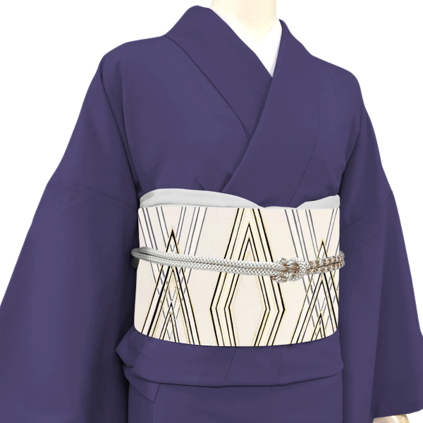 京友禅 塩瀬名古屋帯 正絹 菱柄 灰梅色［132,000円］ 枚目