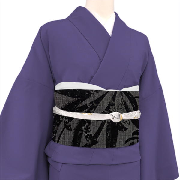 樹織物 袋帯 西陣織 絹 唐草 黒×グレー［38,500円］ 枚目