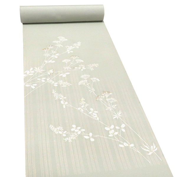 一富司 付下 訪問着 正絹 女郎花 萩 灰緑色 柳鼠色［231,000円］ 枚目