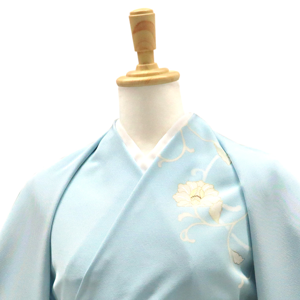 吉澤の友禅 付下 訪問着 正絹 牡丹唐草 更紗 水色［209,000円］ 枚目