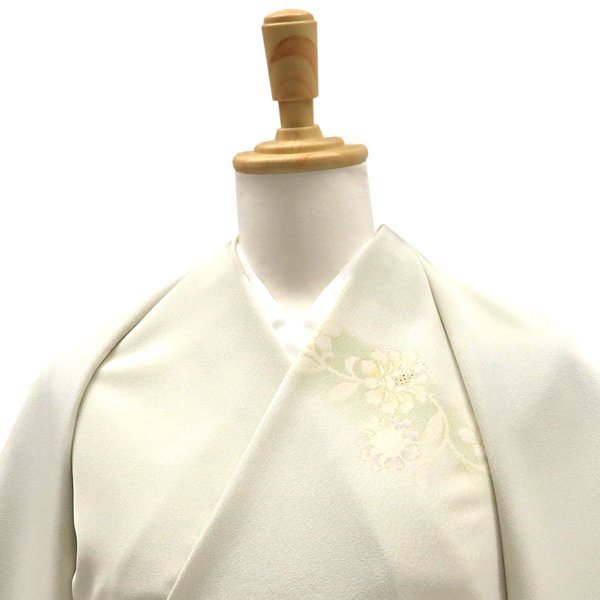 吉澤の友禅 付下 訪問着 正絹 牡丹唐草 灰黄緑色［187,000円］ 枚目