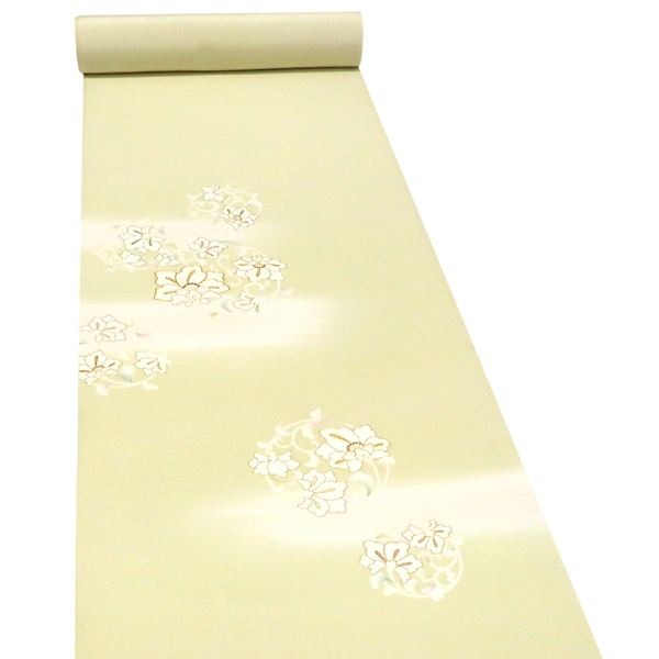 吉澤の友禅 付下 訪問着 正絹 牡丹唐花 花の丸 黄緑色［198,000円］ 枚目
